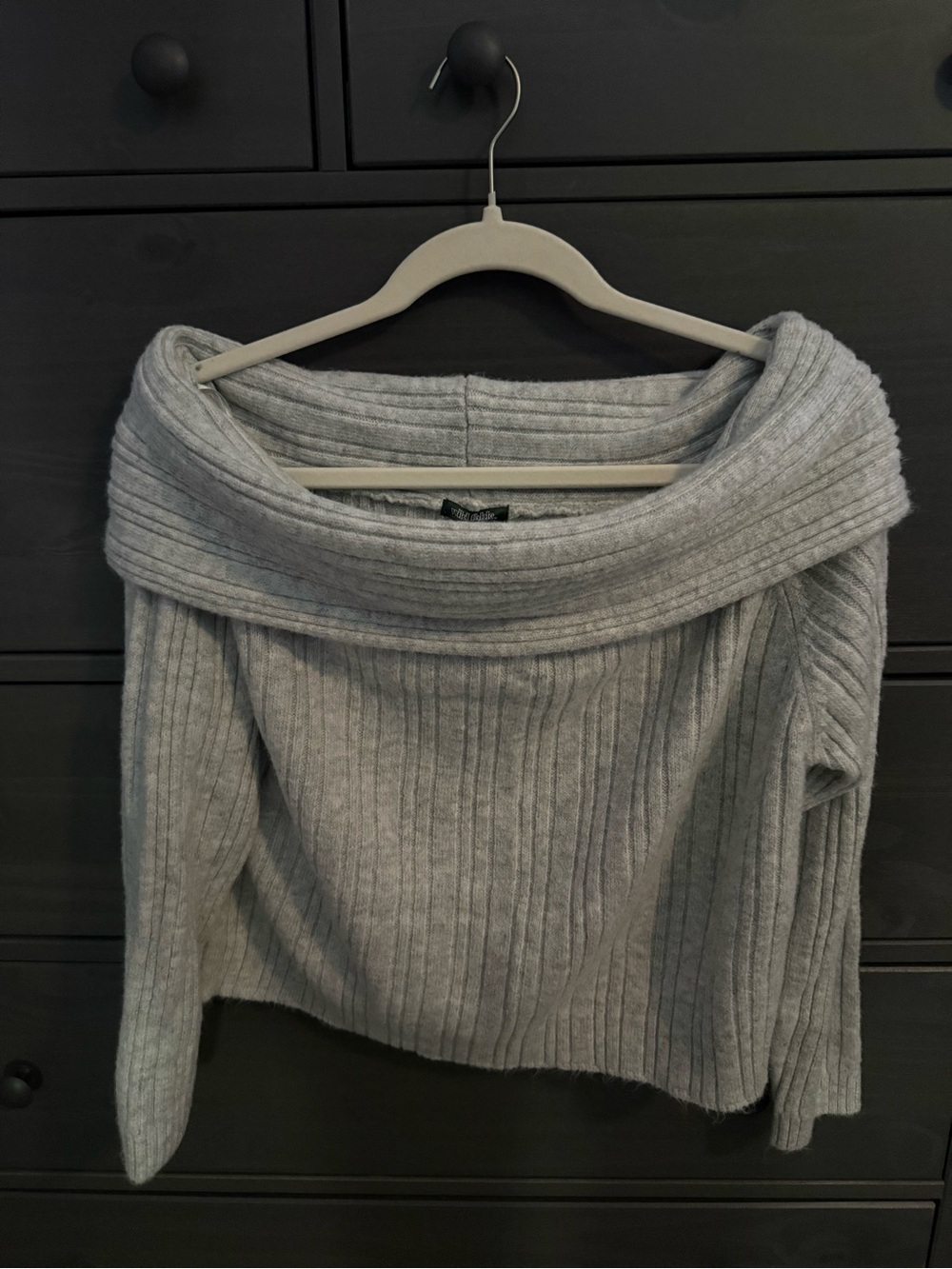 Target Light Gray Off-the-Shoulder Ribbed Sweater